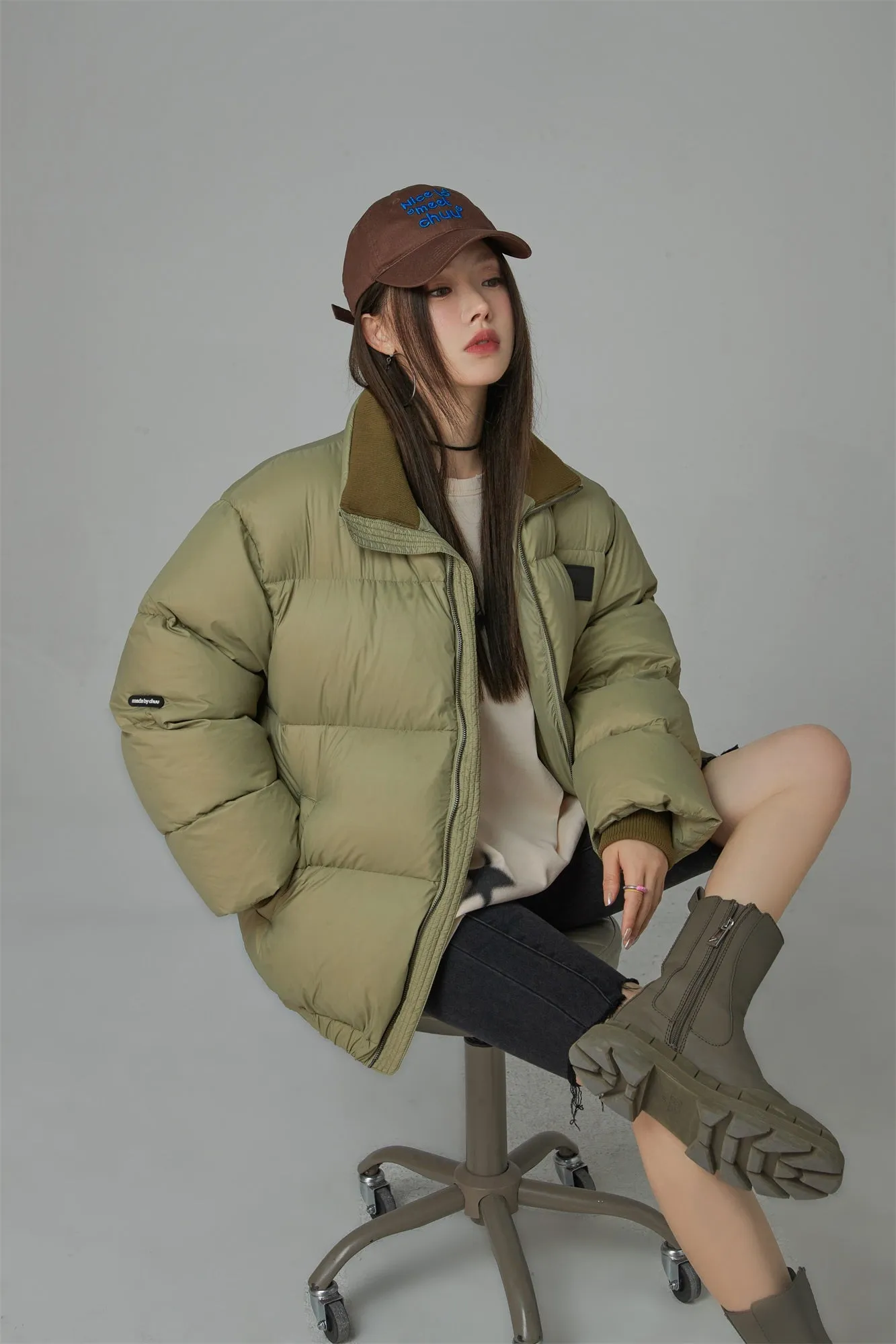 Duck Down High Neck Padded Coat