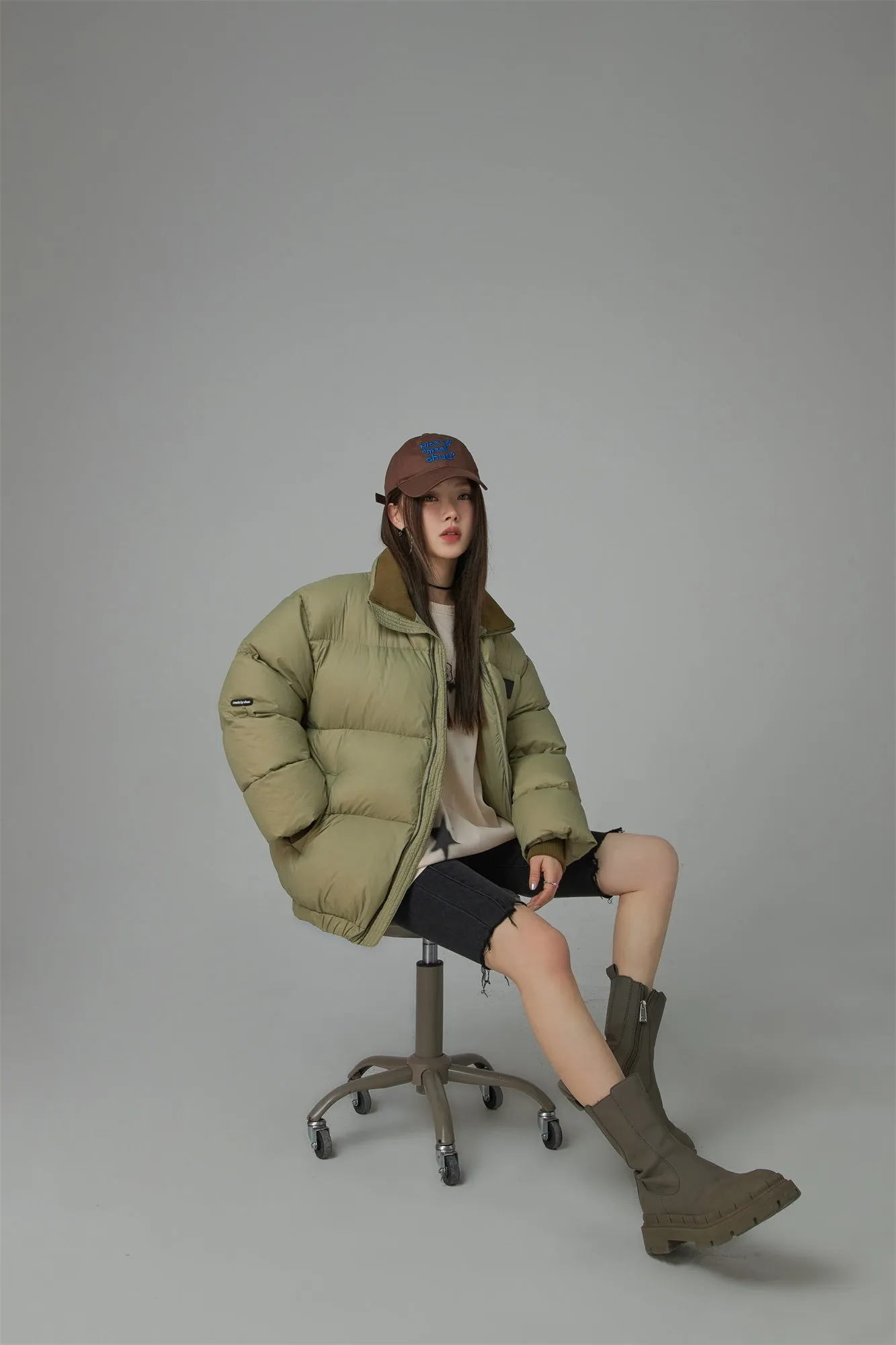 Duck Down High Neck Padded Coat