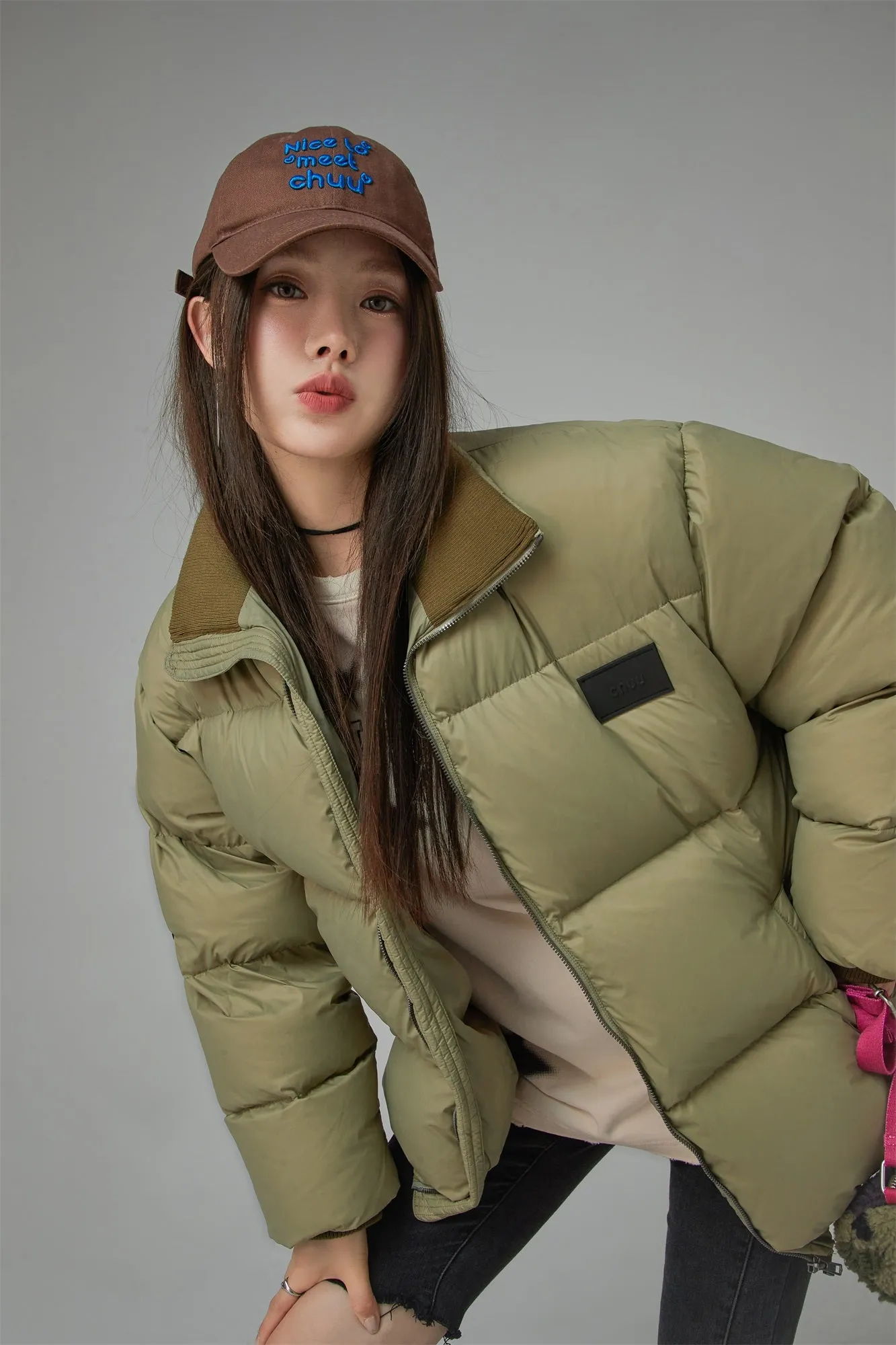 Duck Down High Neck Padded Coat