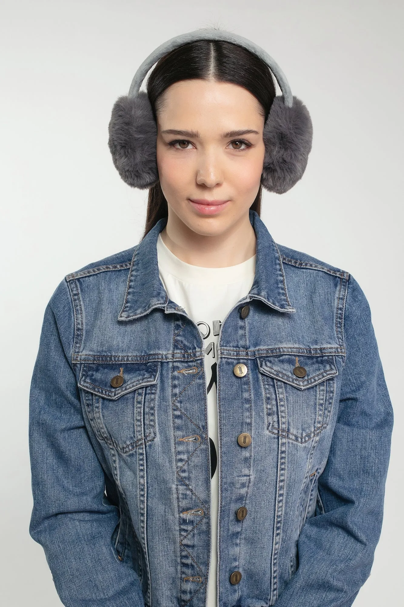 EDIE FAUX FUR EARMUFF IN GREY