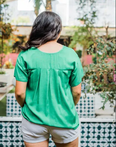 Embroidered Fiesta Top, Green