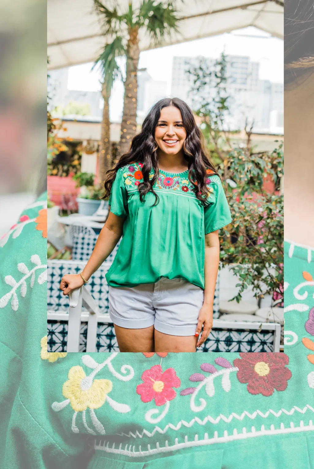 Embroidered Fiesta Top, Green