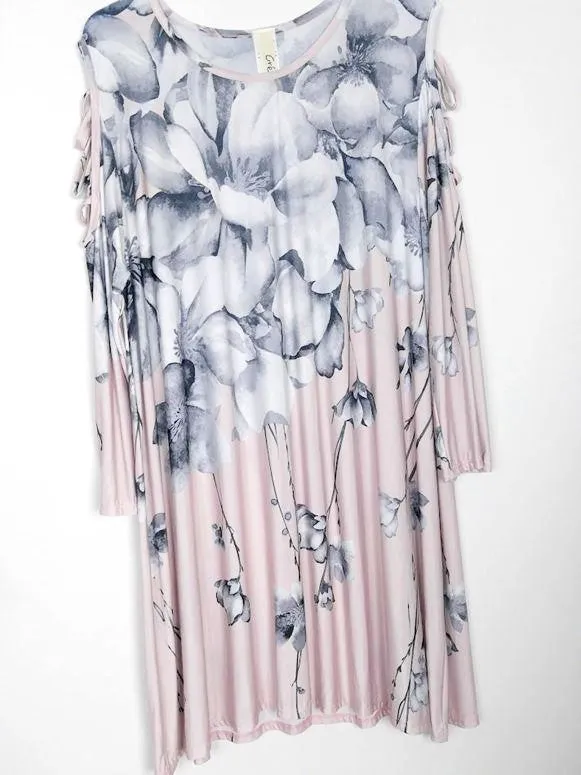 Flirty Girl Watercolor Floral Tunic - Blush