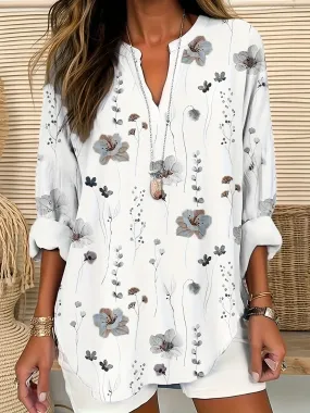 Floral Print Plus Size Tunic Shirt for Women