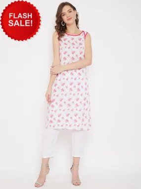 Floral Printed Tunic & White Trouser Set (Sku- BLMD21SP27)