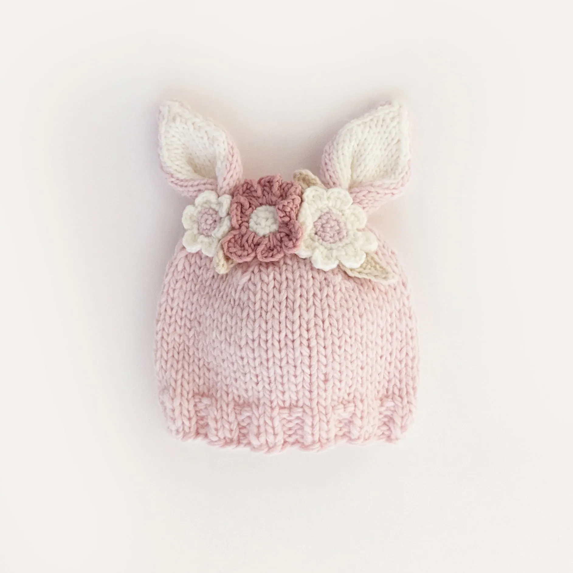 Flower Bunny Beanie Blush