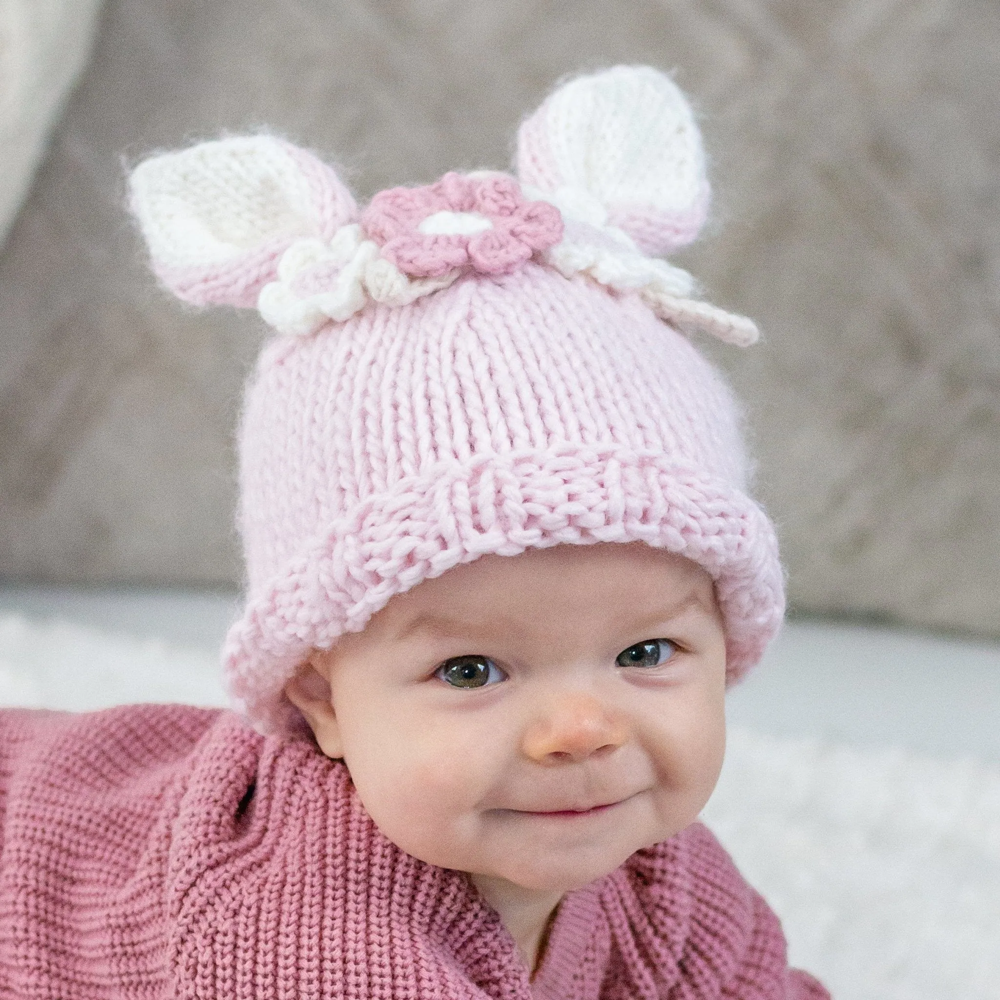 Flower Bunny Beanie Blush