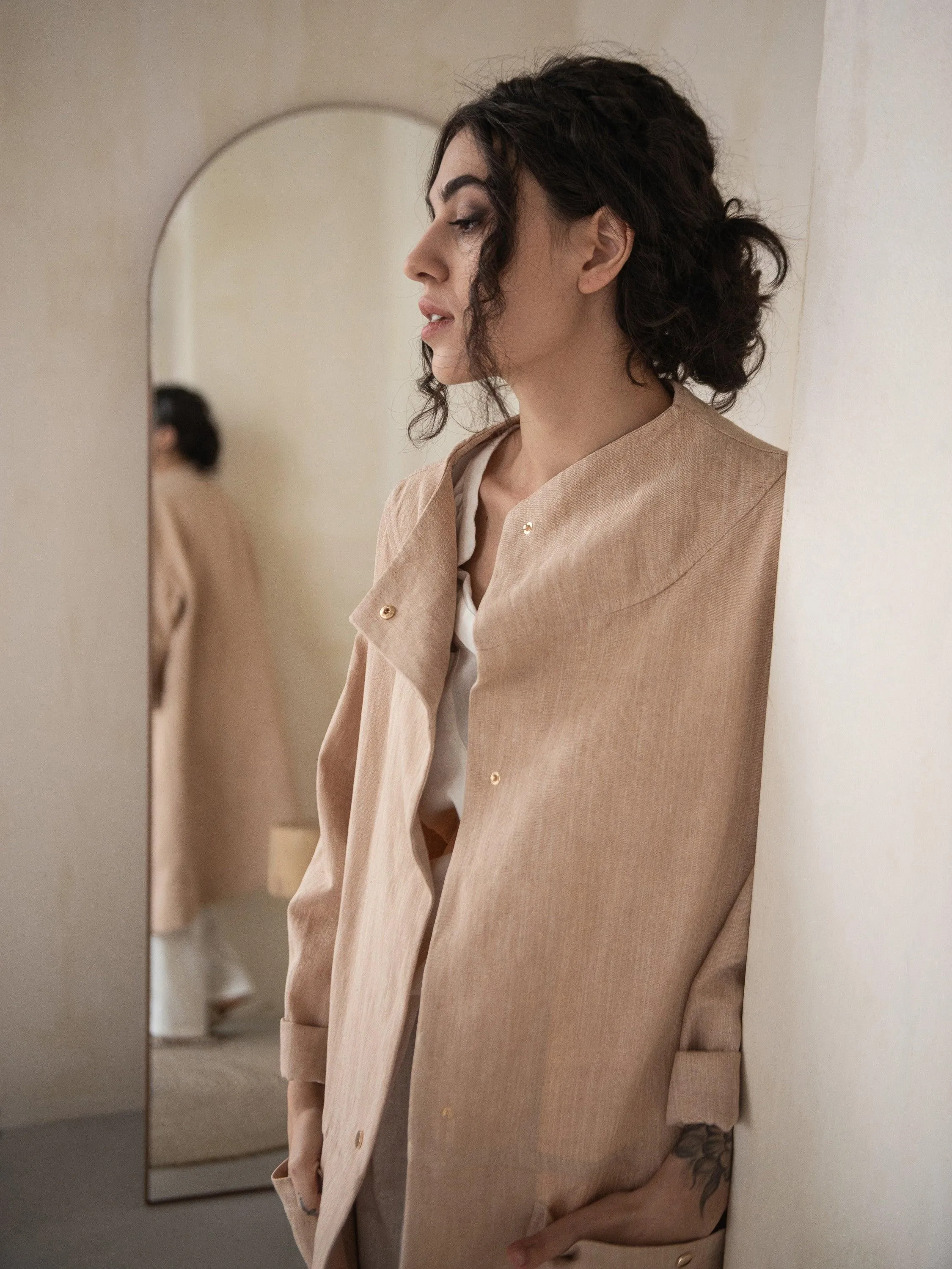 Fylla Wide Coat With Stand-Up Collar