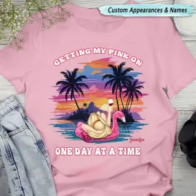 Getting My Pink On One Day At A Time - Personalized Unisex T-shirt, Sweater, Hoodie