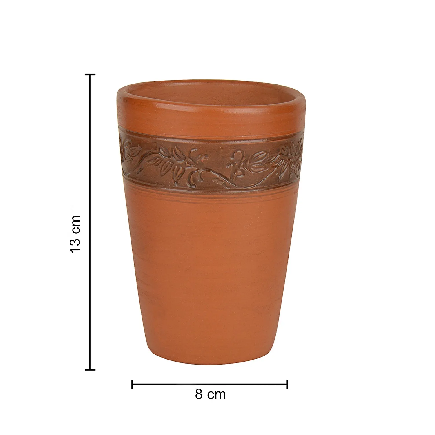 Handcrafted Earthenware Lassi Glasses (Brown, Set of 2, 450 ml)