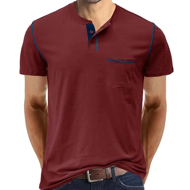 Henley Cotton Polo Shirt Solid Colors