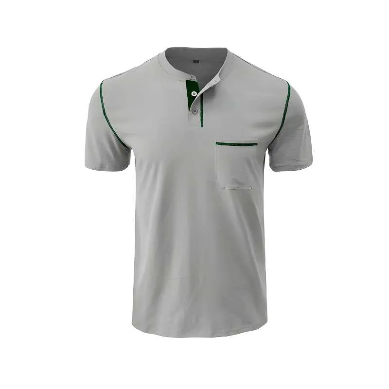 Henley Cotton Polo Shirt Solid Colors