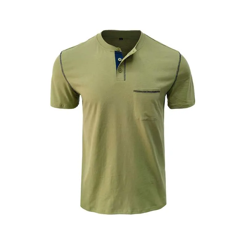 Henley Cotton Polo Shirt Solid Colors