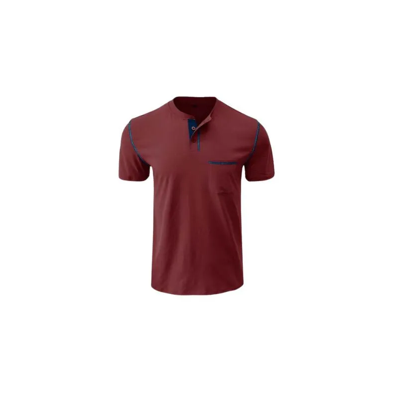 Henley Cotton Polo Shirt Solid Colors