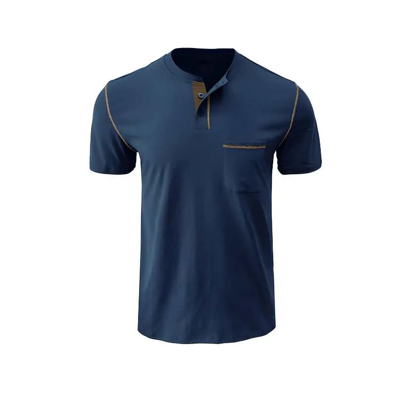 Henley Cotton Polo Shirt Solid Colors