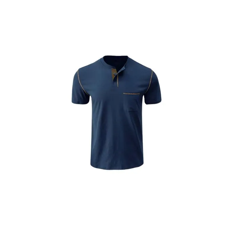 Henley Cotton Polo Shirt Solid Colors