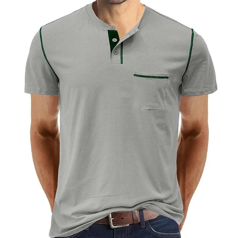 Henley Cotton Polo Shirt Solid Colors