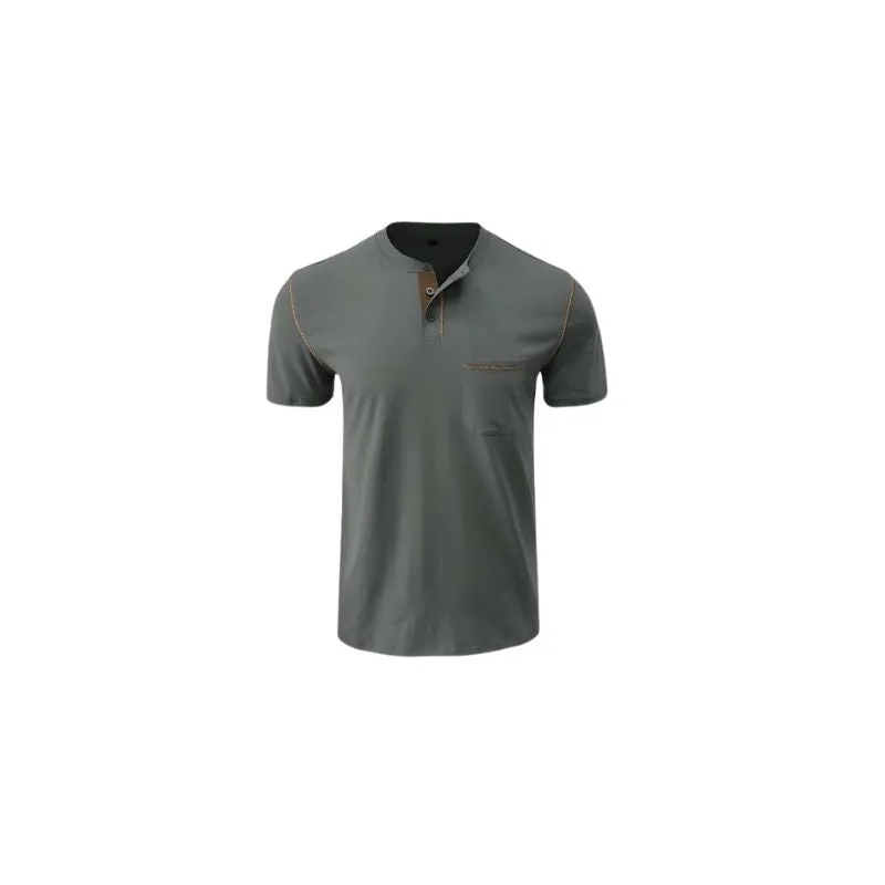 Henley Cotton Polo Shirt Solid Colors