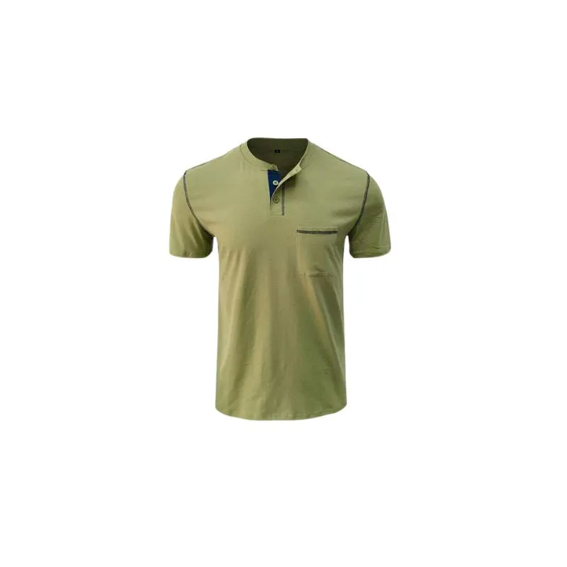 Henley Cotton Polo Shirt Solid Colors