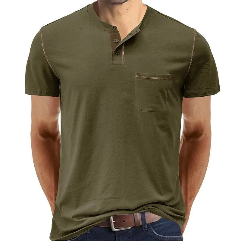 Henley Cotton Polo Shirt Solid Colors