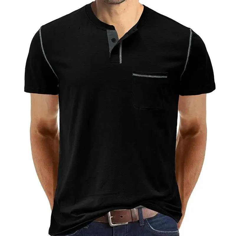 Henley Cotton Polo Shirt Solid Colors