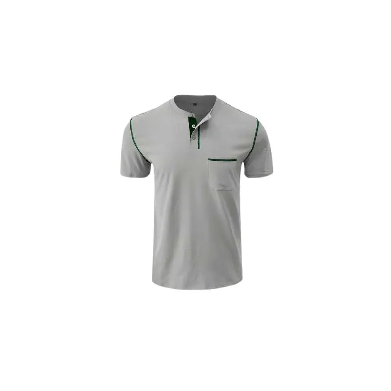 Henley Cotton Polo Shirt Solid Colors