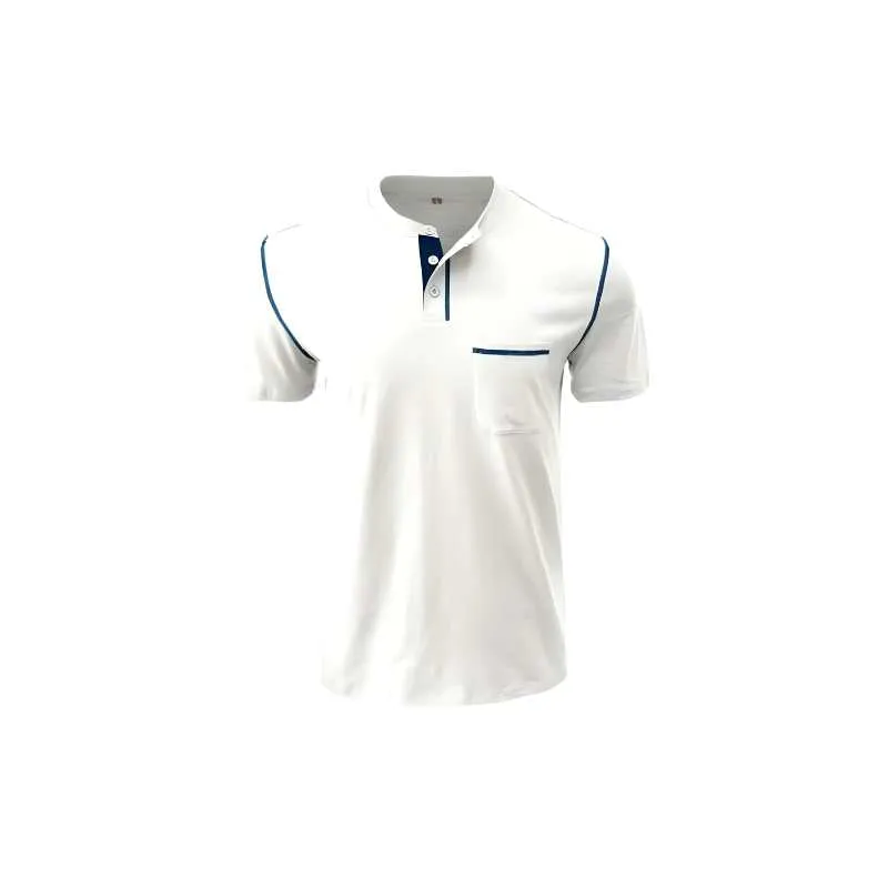 Henley Cotton Polo Shirt Solid Colors