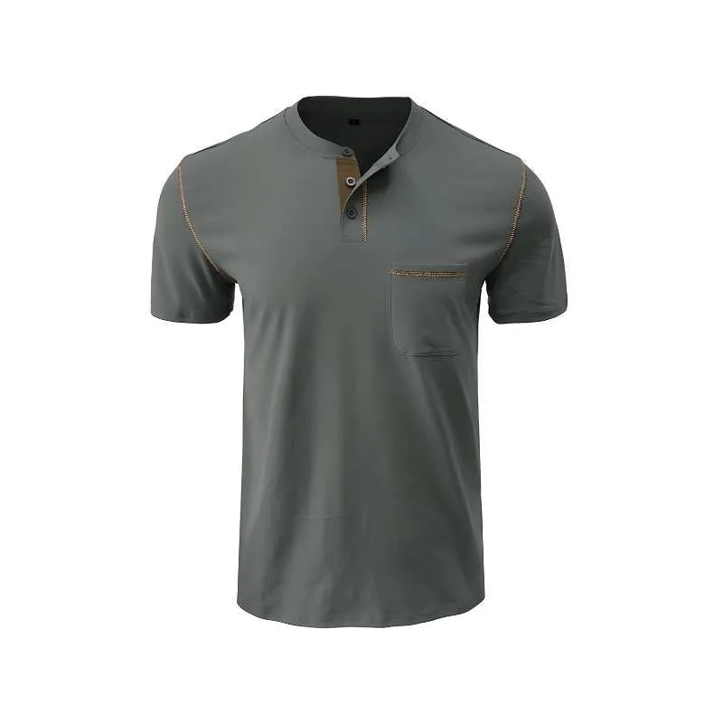 Henley Cotton Polo Shirt Solid Colors