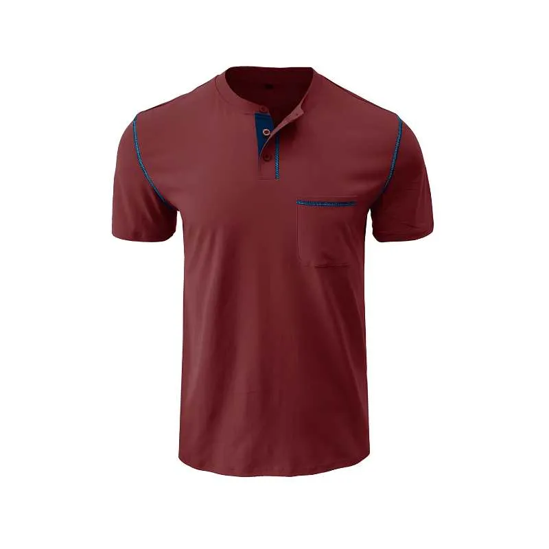 Henley Cotton Polo Shirt Solid Colors