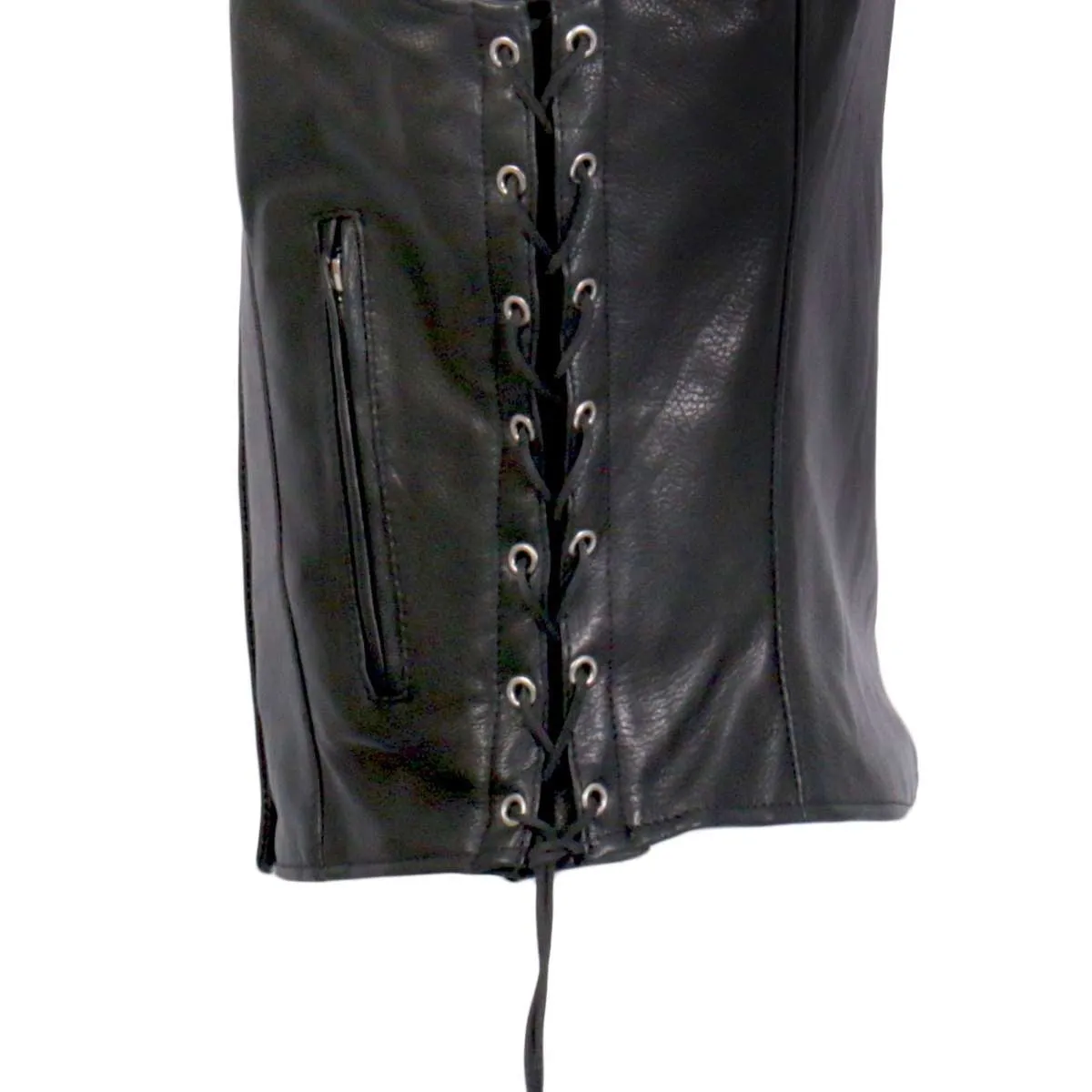 Hot Leathers VSL1017 Ladies 'Sugar Skull' Lined Black Leather MC Vest