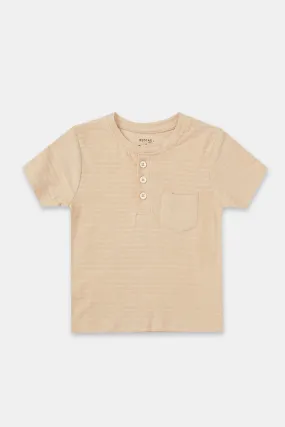 Infant Beige Henley Jacquard T-Shirt