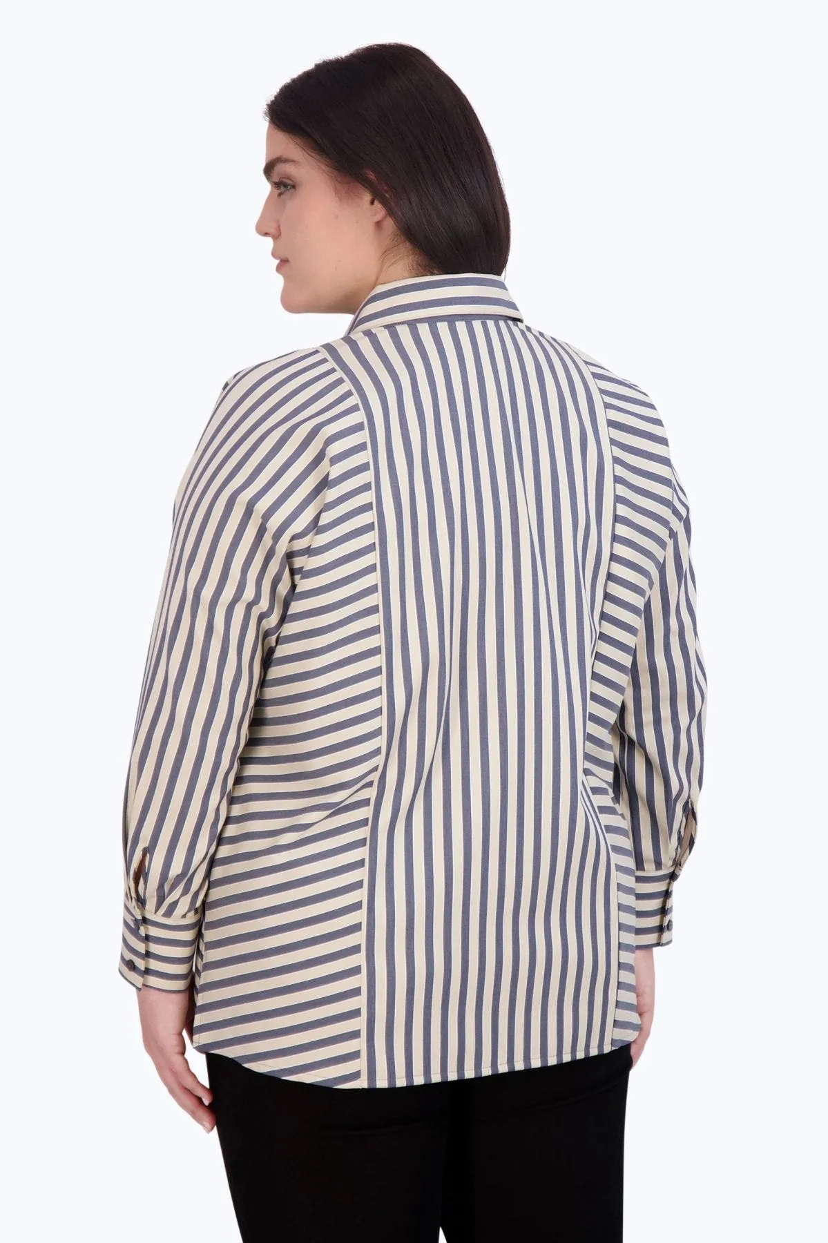 Jackie Plus No Iron Navy Stripe Shirt