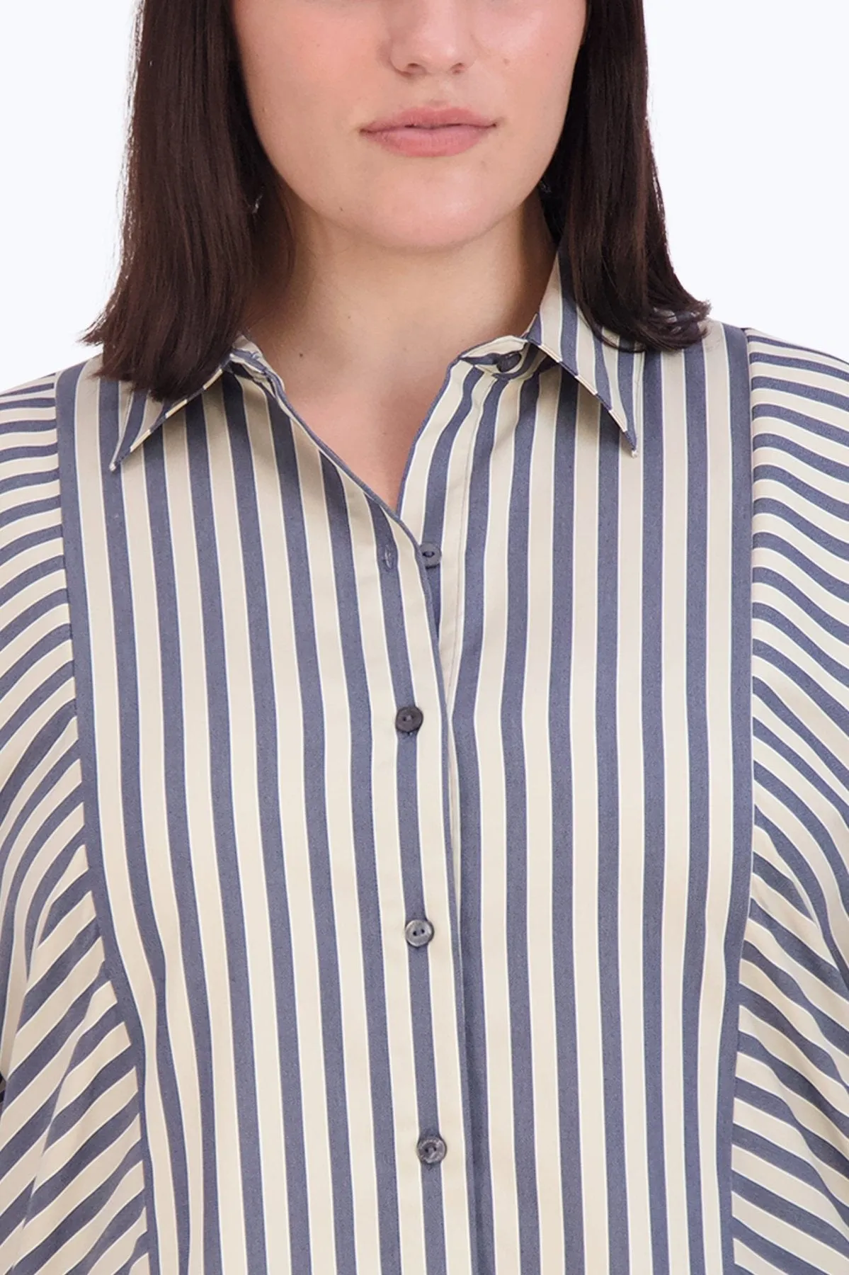 Jackie Plus No Iron Navy Stripe Shirt