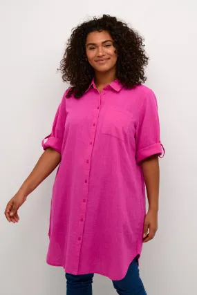 Kaffe Curve Paula Long Shirt In Pink