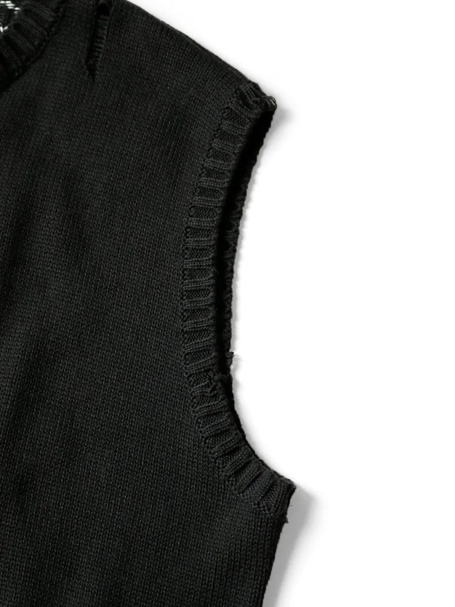 Kapital 5G Cotton Knit BONE Vest - Black