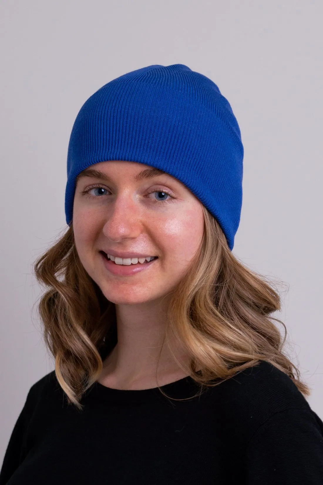 Knit Beanie, Cobalt, Bamboo Cotton