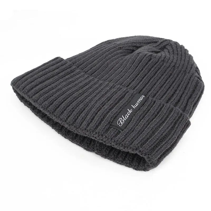 Knit Beanie Men Thick Lining Plus Velvet