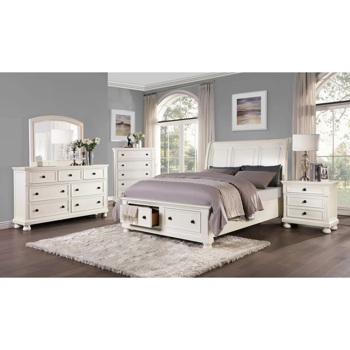 Laurelin White Collection Storage Bed