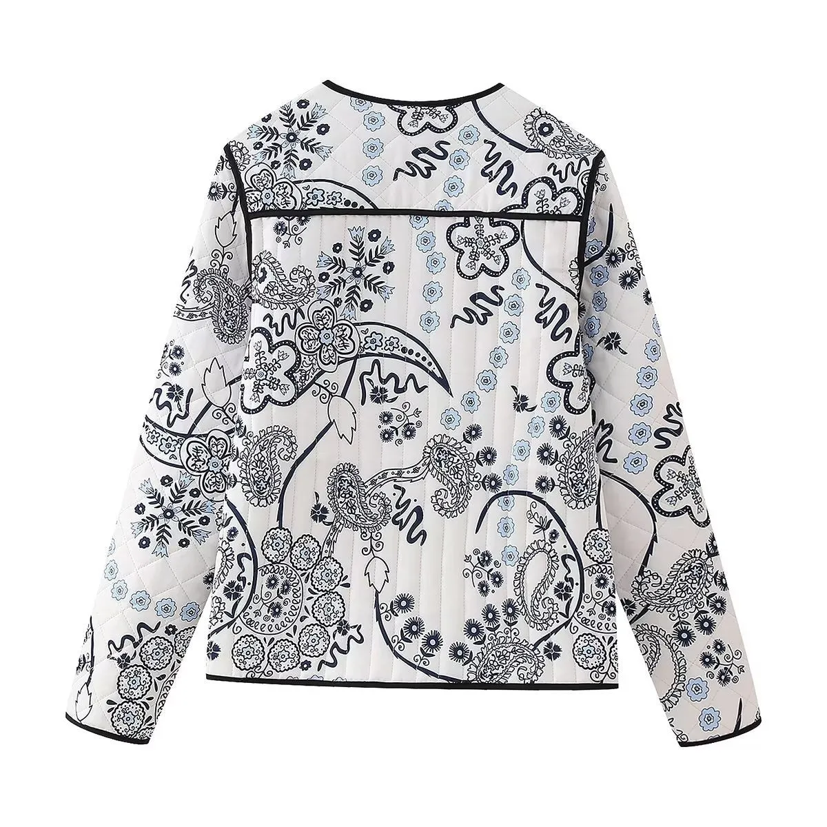 Élisa | Ethnic Floral Print Quilted Jacket