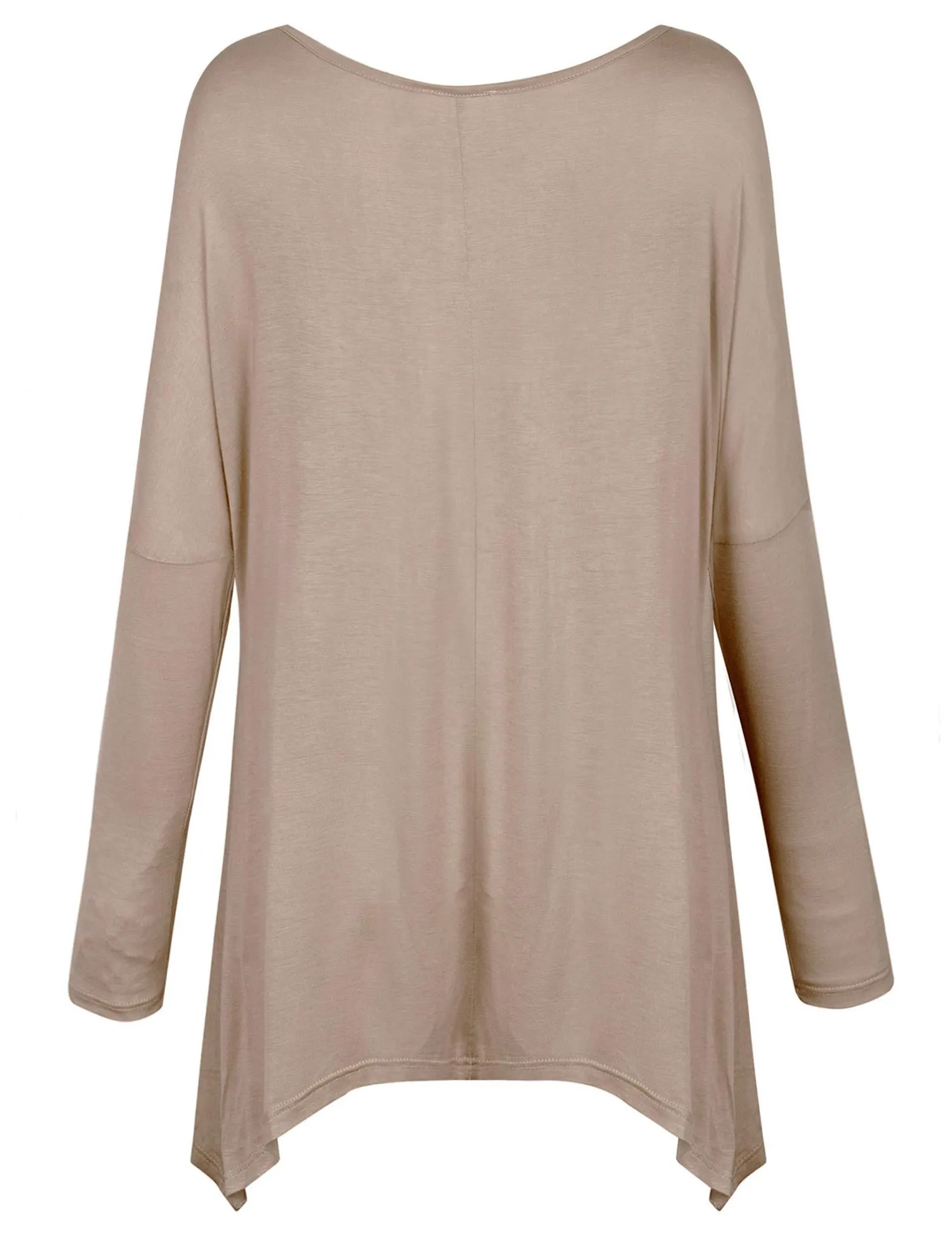 Long Sleeve Loose Fit Bow Hemline Dolman Tunic Top Tee