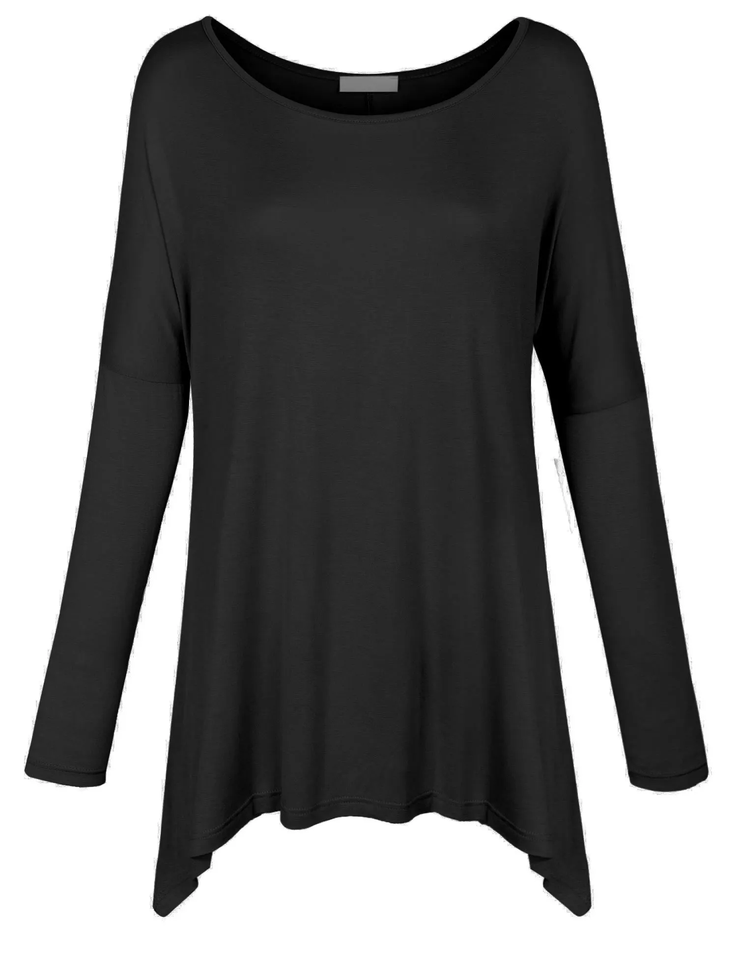 Long Sleeve Loose Fit Bow Hemline Dolman Tunic Top Tee