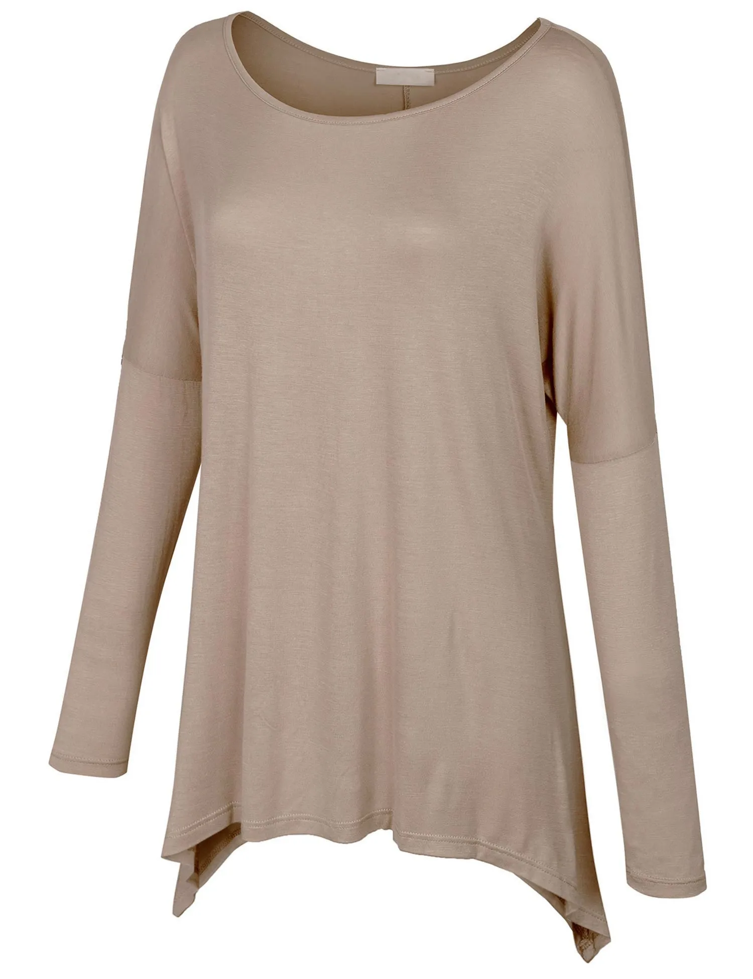 Long Sleeve Loose Fit Bow Hemline Dolman Tunic Top Tee