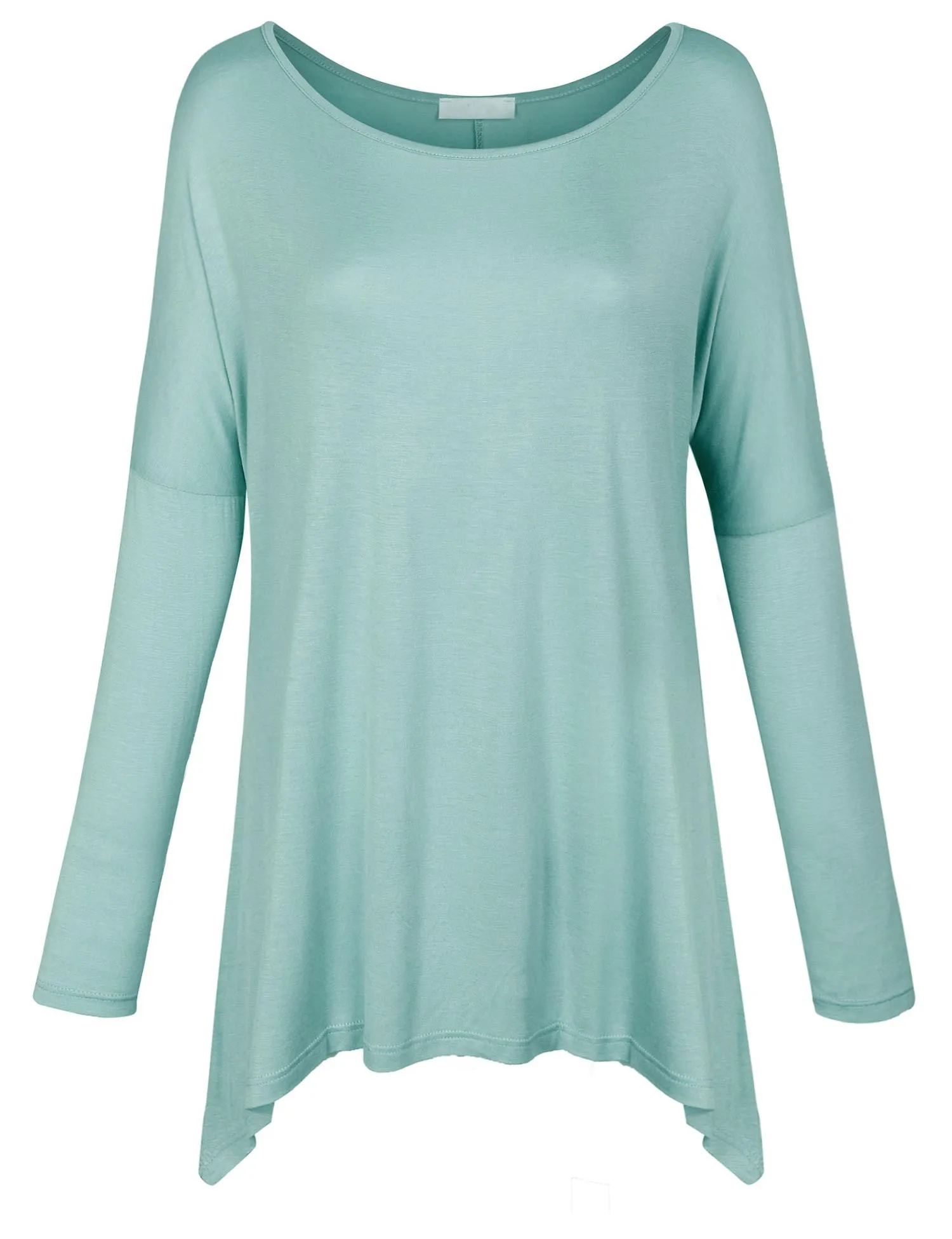 Long Sleeve Loose Fit Bow Hemline Dolman Tunic Top Tee