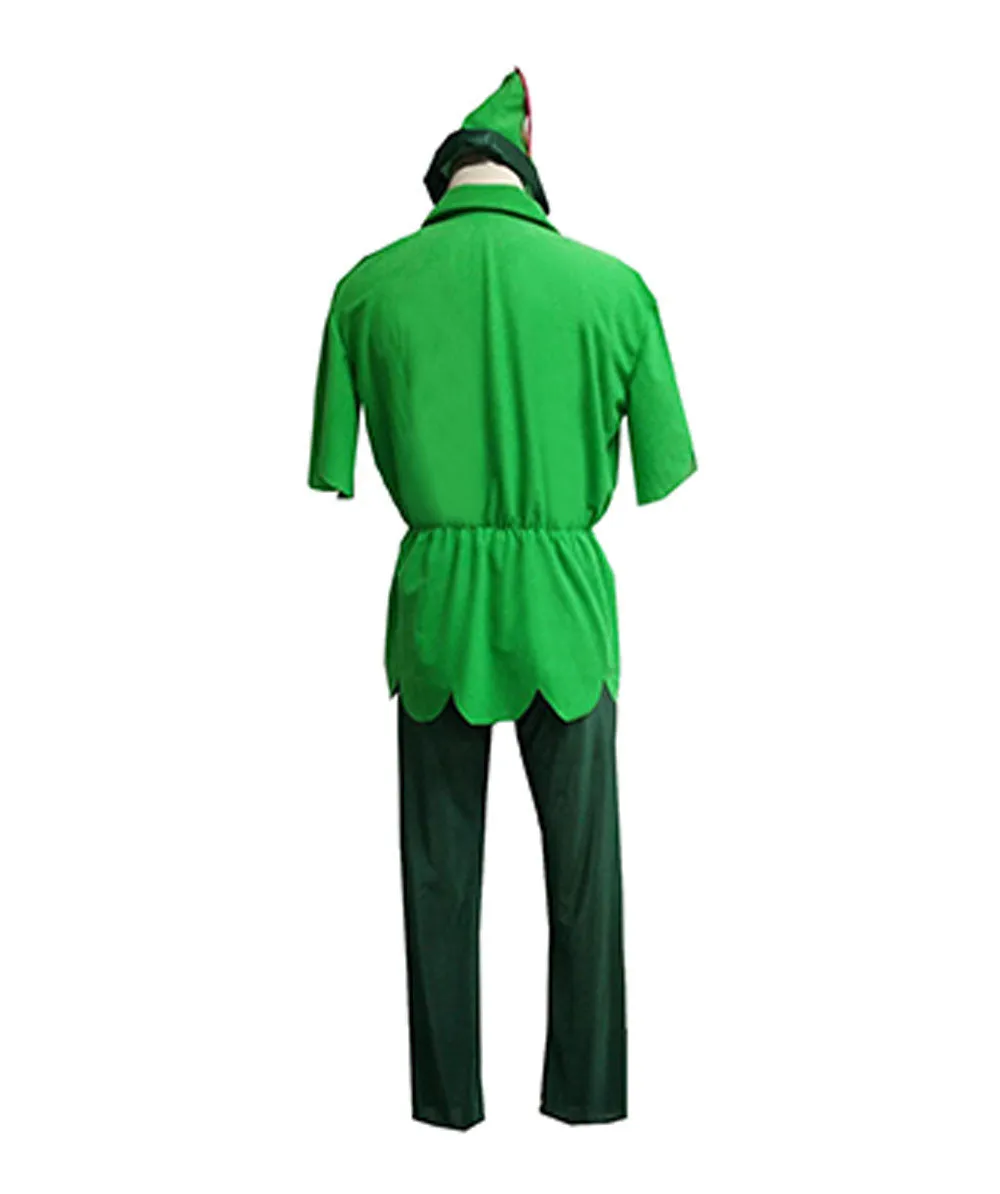 Lost Boy King | Green Felt Tunic, Pants, and Hat with Feather | Premiium Halloween Costume