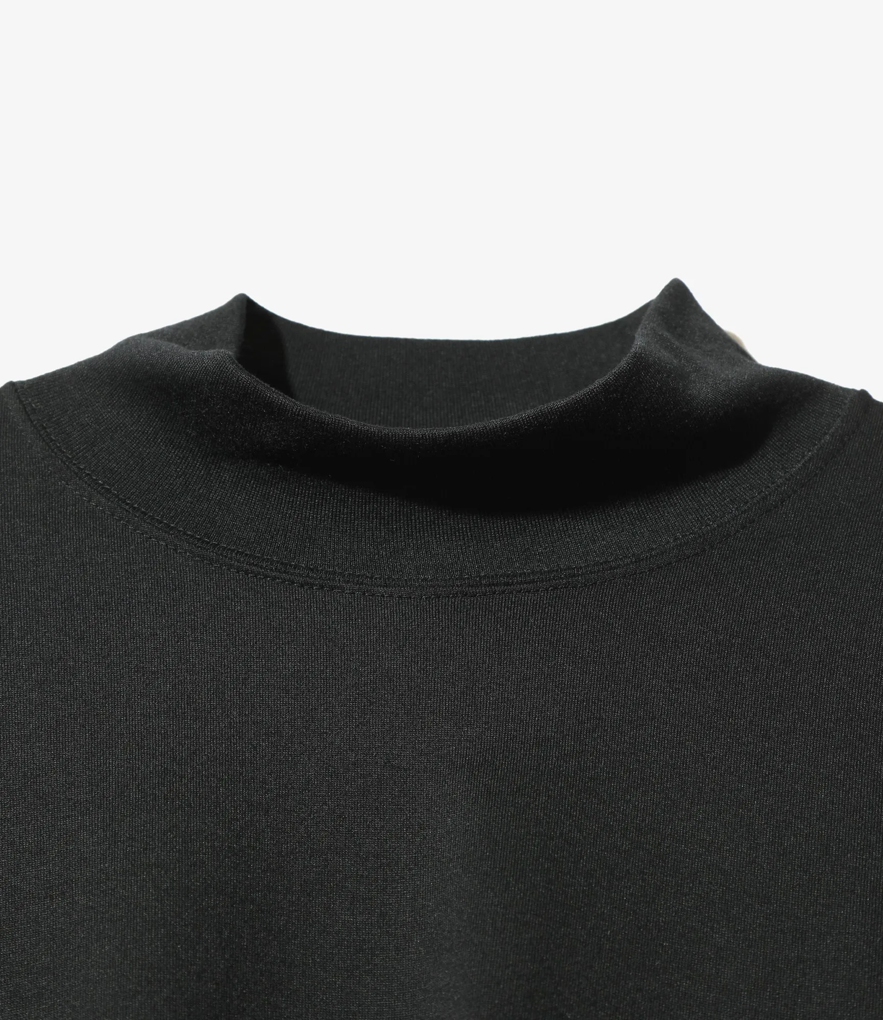 L/S Mock Neck Tee - Black - Poly Jersey