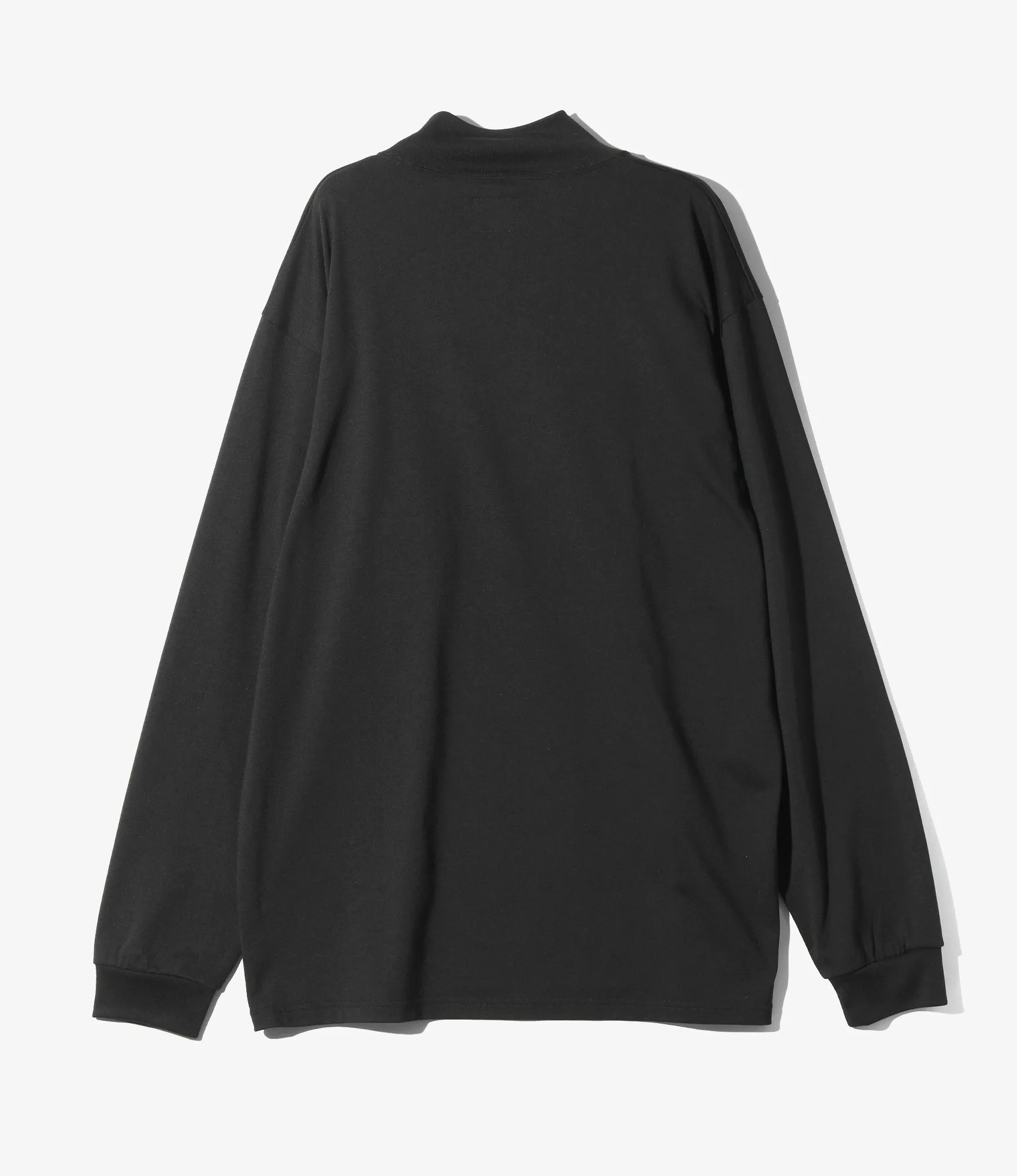 L/S Mock Neck Tee - Black - Poly Jersey