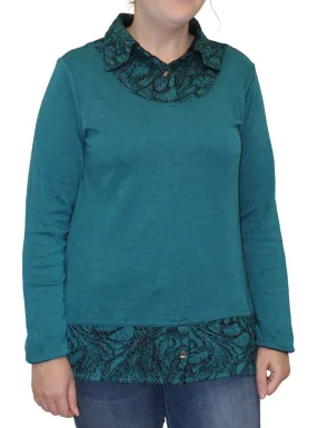 Lucy Reversible Layered Top, Teal