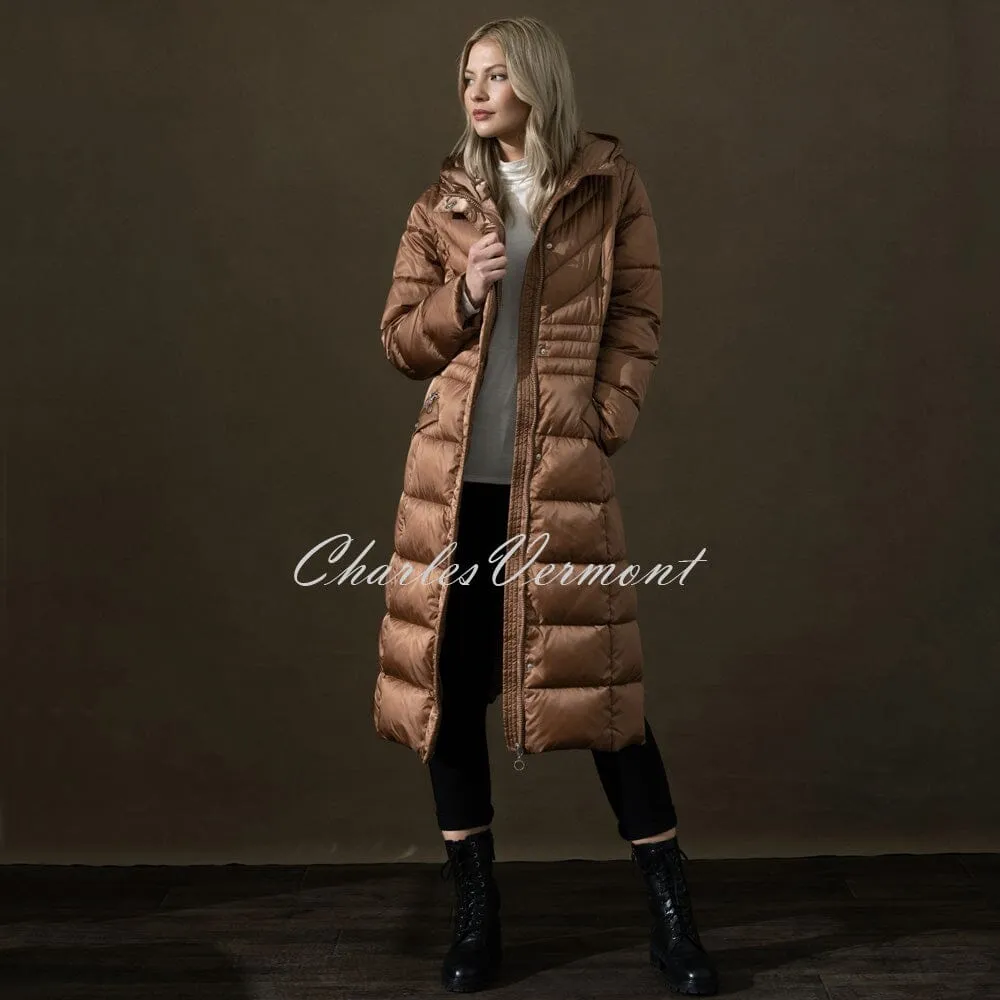 Marble 2 in 1 Long Length Hooded Quilted Coat – style 6399-165 (Camel)