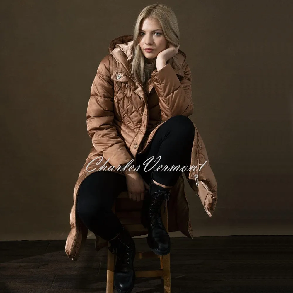 Marble 2 in 1 Long Length Hooded Quilted Coat – style 6399-165 (Camel)