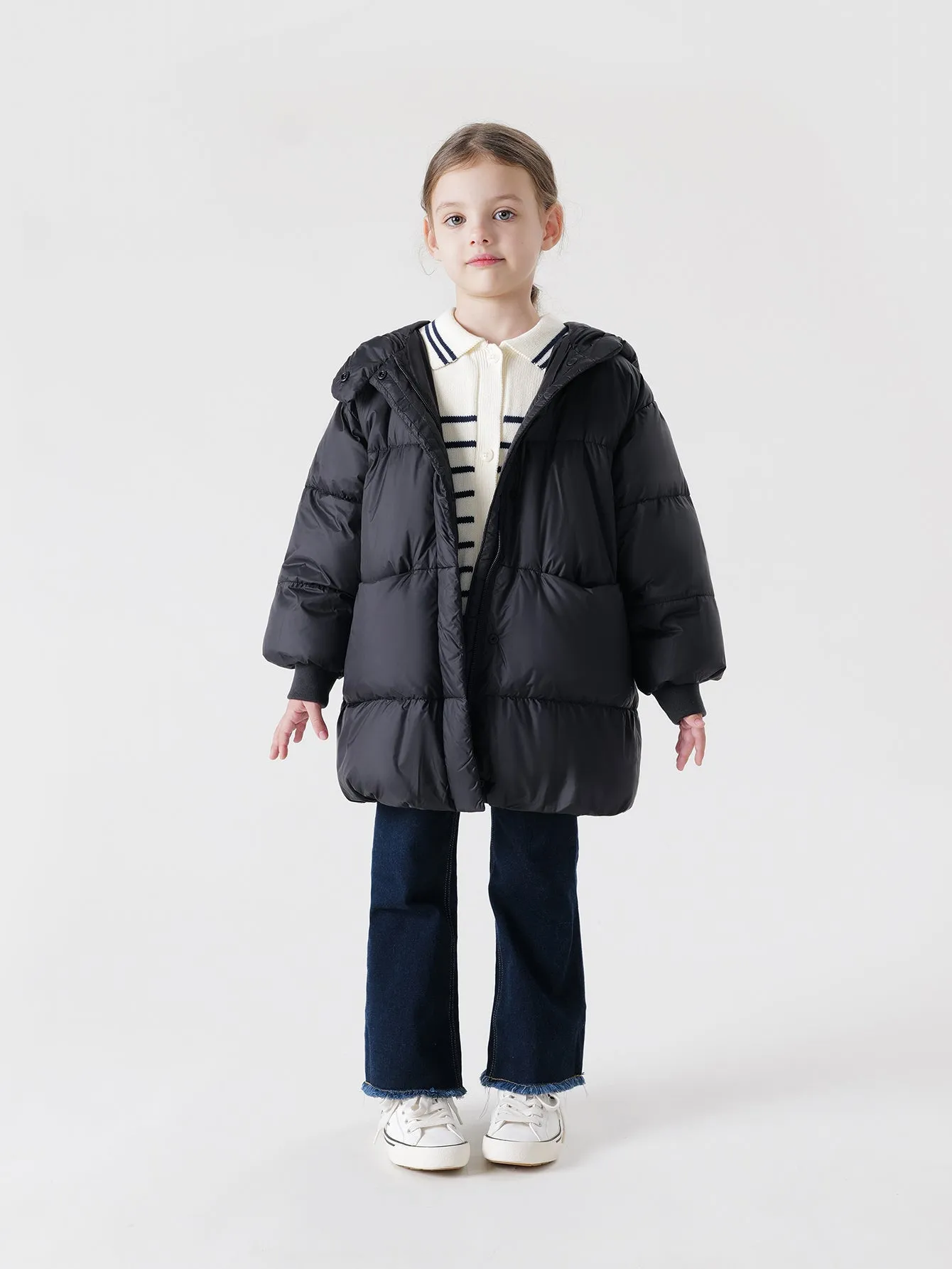 MARC & JANIE Girls Ultralight Hooded Down Mid-Length Coat 231186